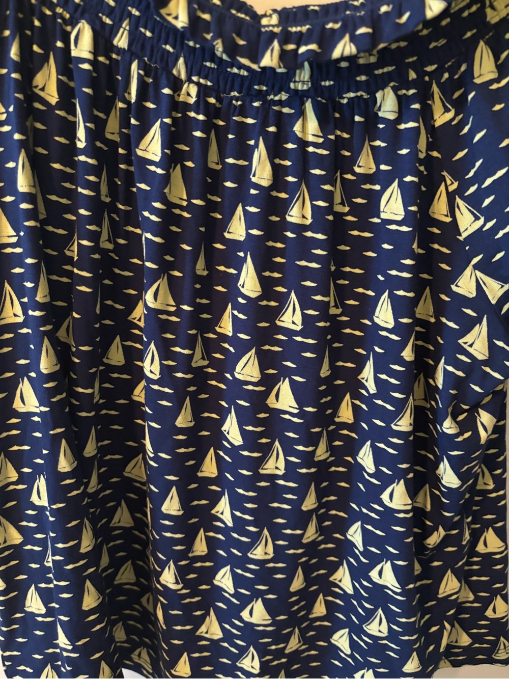 Anthropologie Porridge Navy Off-the-Shoulder Sailboat Print Top With Bow S EUC - Picture 4 of 7